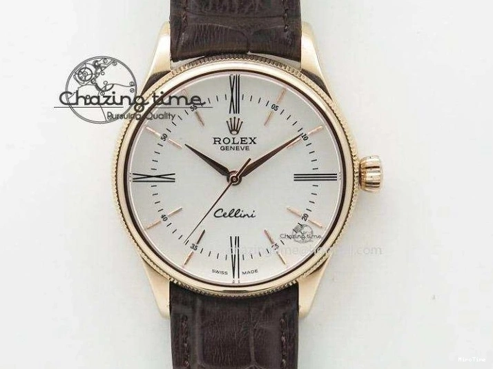 MiroTime 0103 EyeCatching Cellini Date RG Rose Gold Dial Numeral Markers On Black Leather Strap A 3884